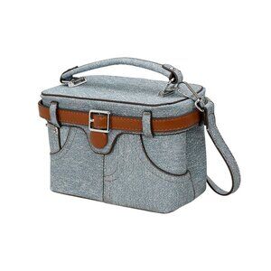 Tigerstars Light Denim Belt Pants Shape Box Crossbody Bag